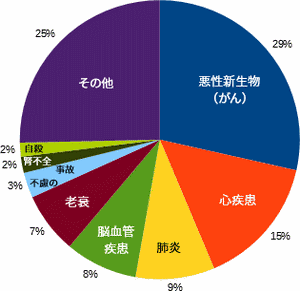 2016年の日本人の死因別割合円グラフ